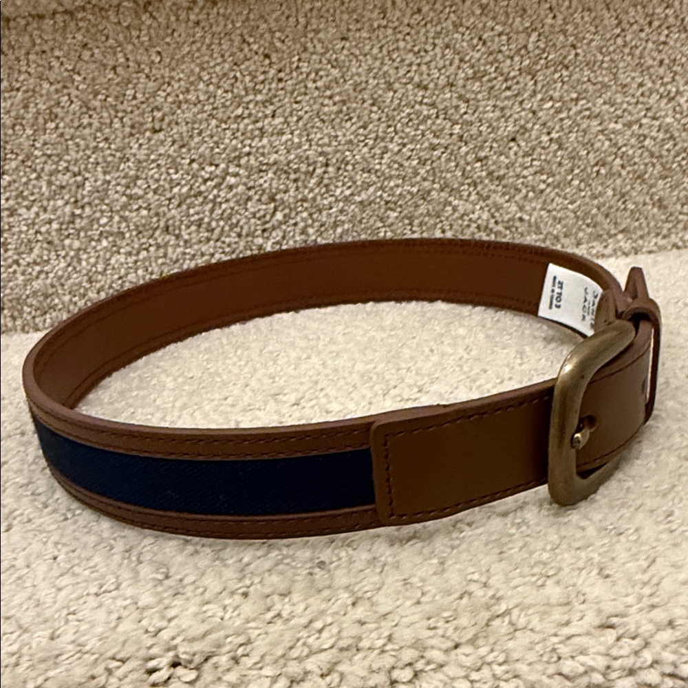 Janie and Jack Brown and Navy Leather Belt 2T/3